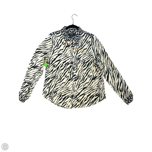 Top Long Sleeve By Karen Kane In Black & Cream, Size: S