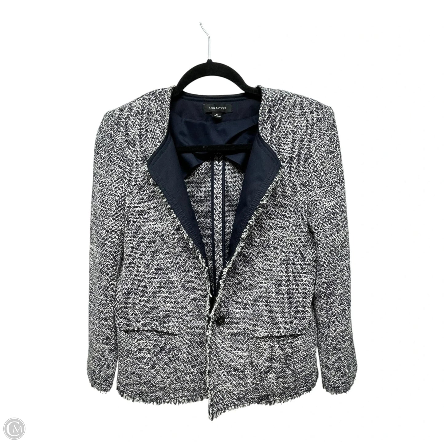 Blazer By Ann Taylor In Blue & White, Size: M