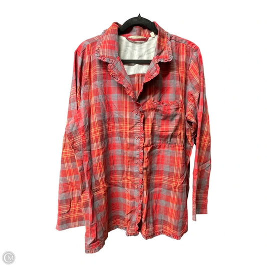 Top Long Sleeve By Soft Surroundings In Plaid Pattern, Size: L