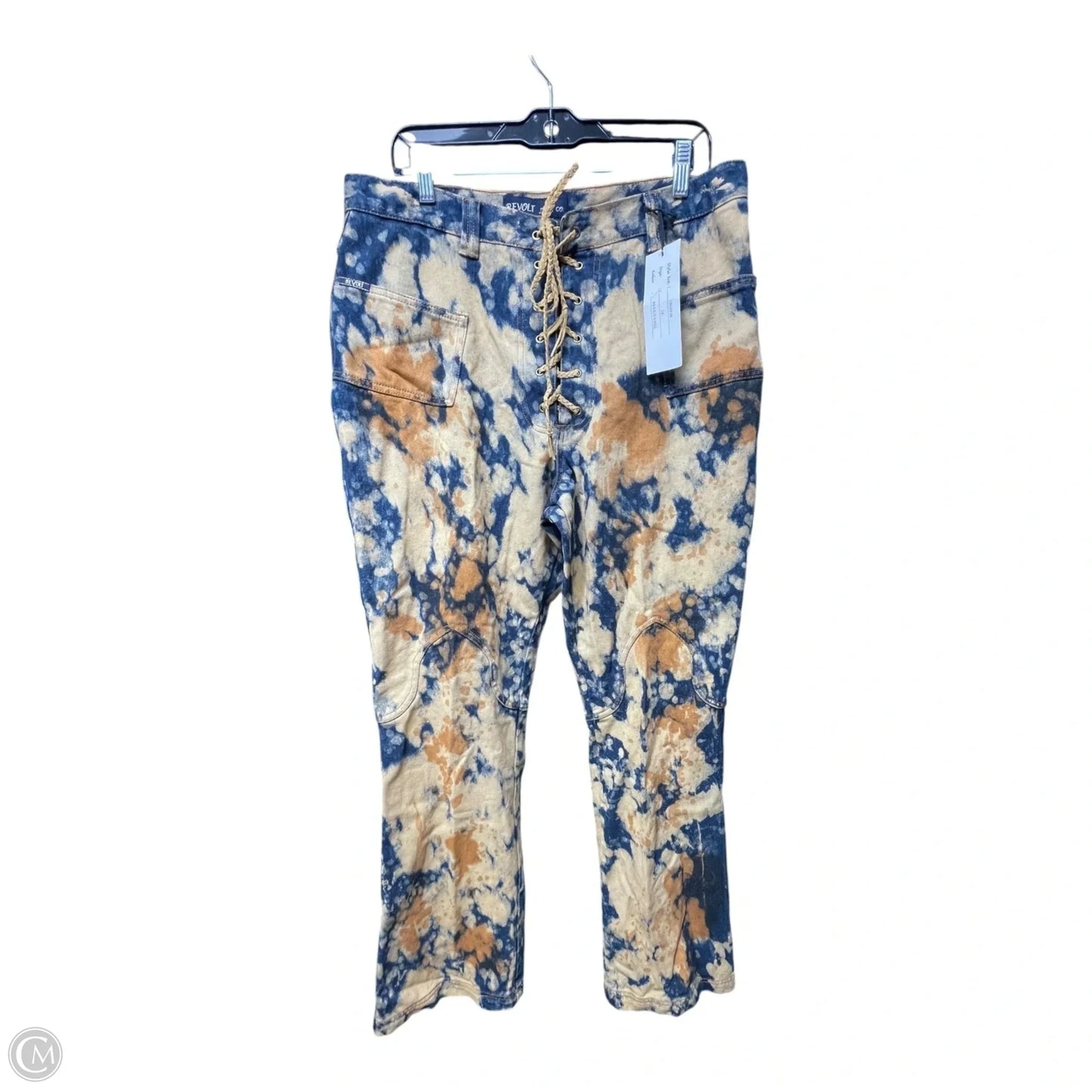 Jeans Straight By Revolt In Blue & Tan, Size: 16