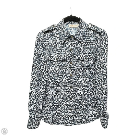 Blouse Designer By Tory Burch In Blue & White, Size: 2