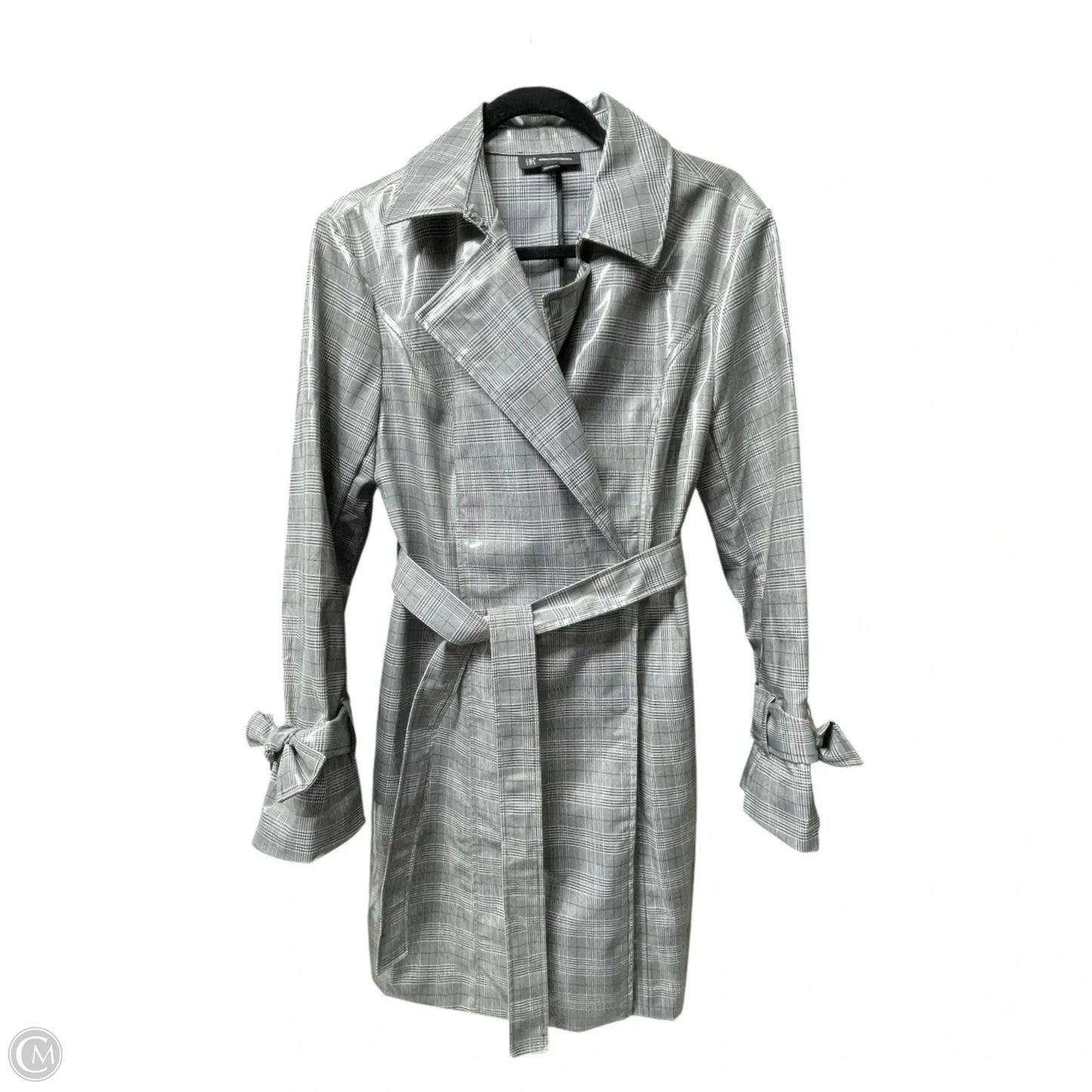 Coat Trench Coat By Inc In Plaid Pattern, Size: M