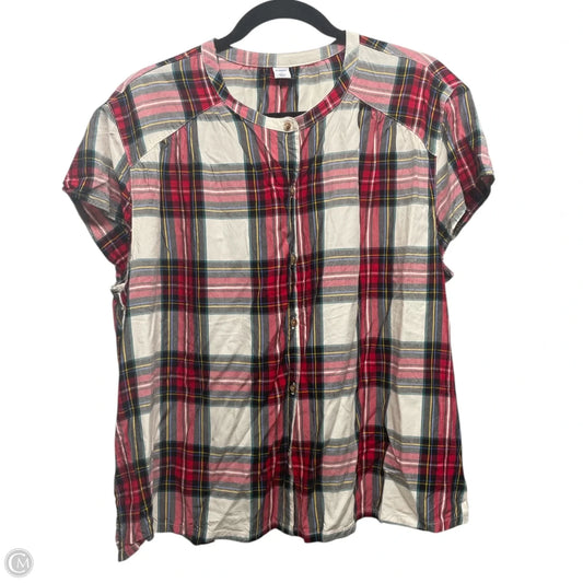 Top Short Sleeve By Old Navy In Plaid Pattern, Size: Xl
