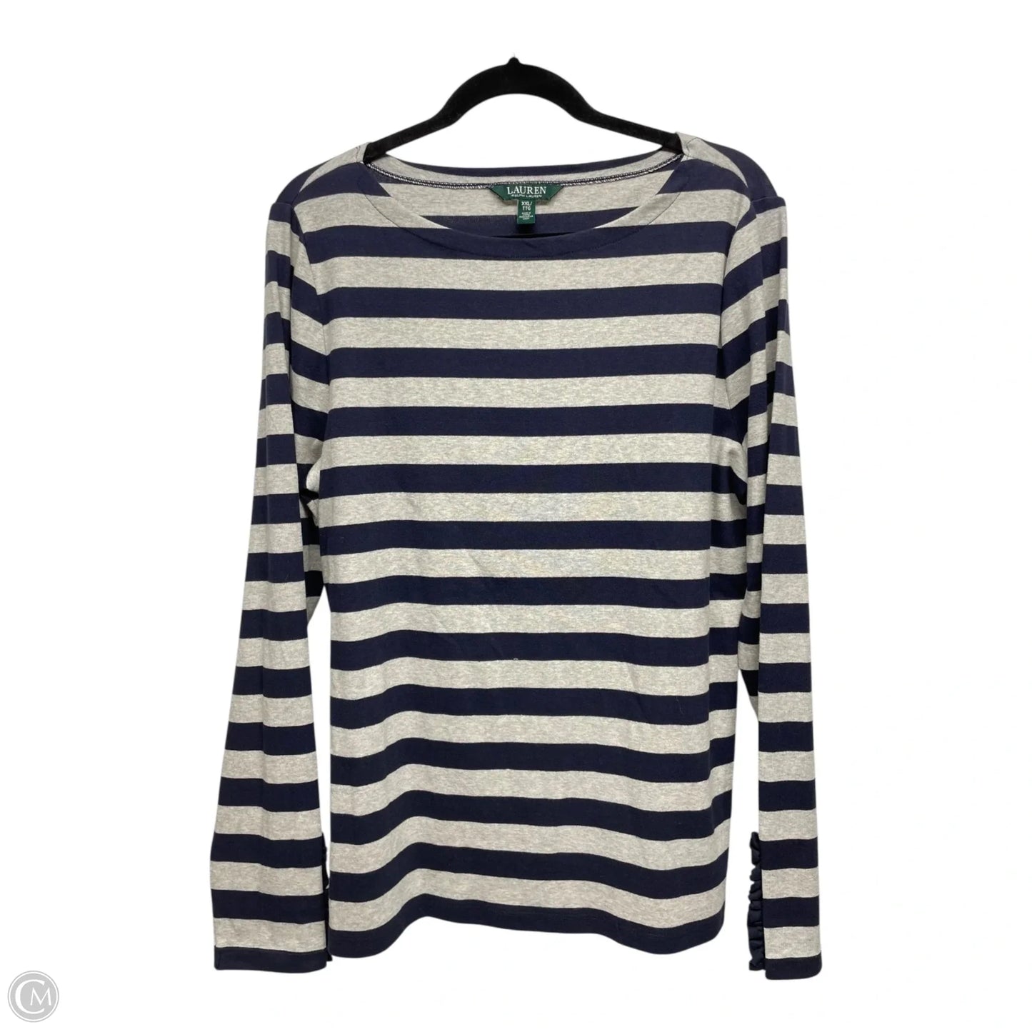 Top Long Sleeve By Lauren By Ralph Lauren In Striped Pattern, Size: Xxl