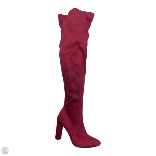 Boots Knee Heels By Refresh In Red, Size: 9