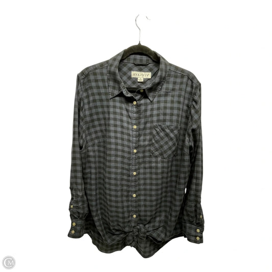 Top Long Sleeve By Ava & Viv In Checkered Pattern, Size: 2x