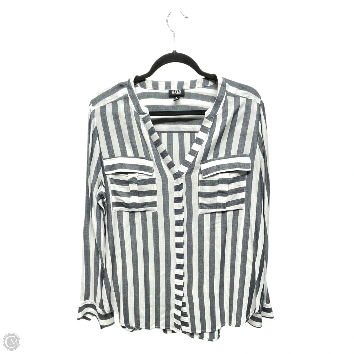 Top Long Sleeve By Ana In Striped Pattern, Size: L