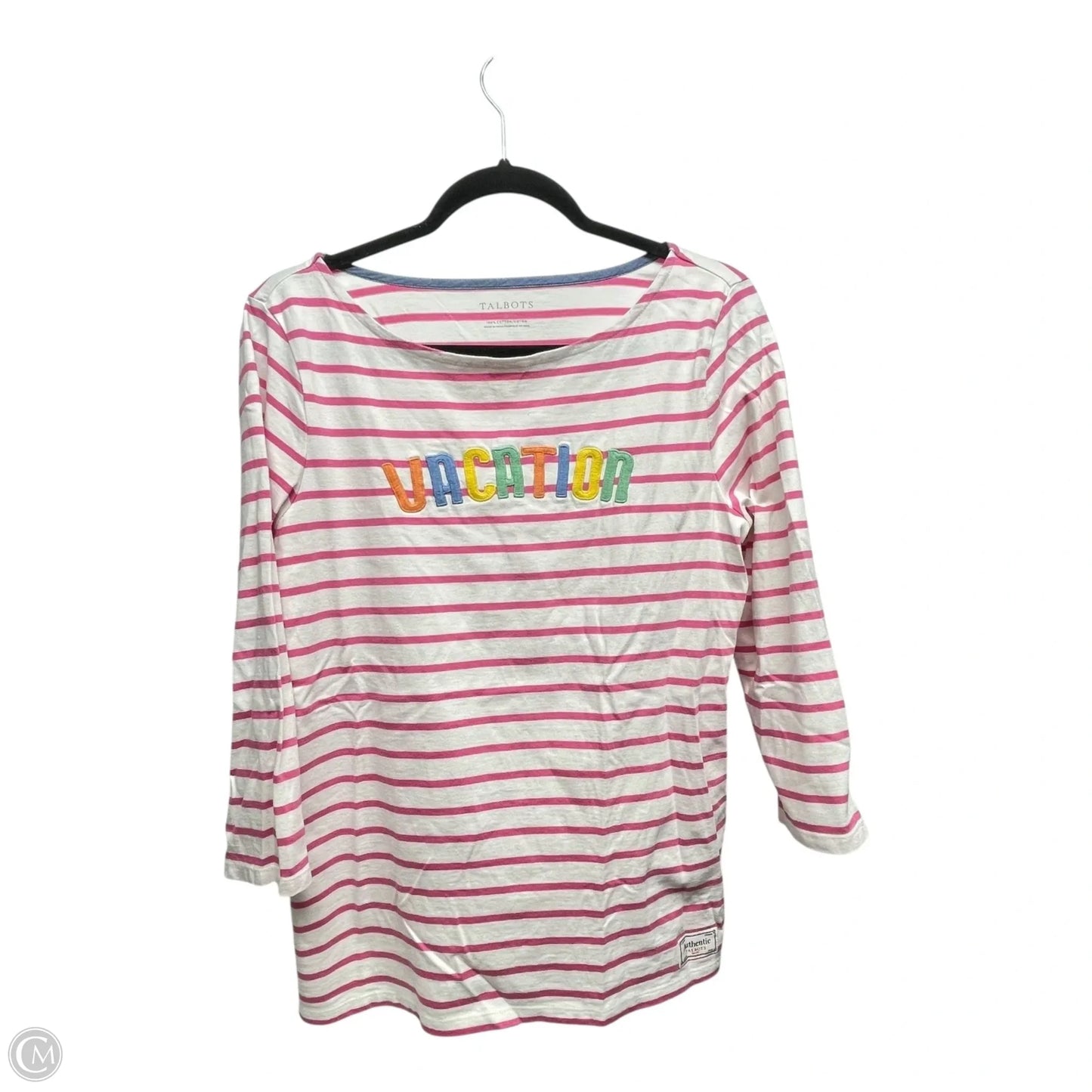 Top 3/4 Sleeve By Talbots In Striped Pattern, Size: M