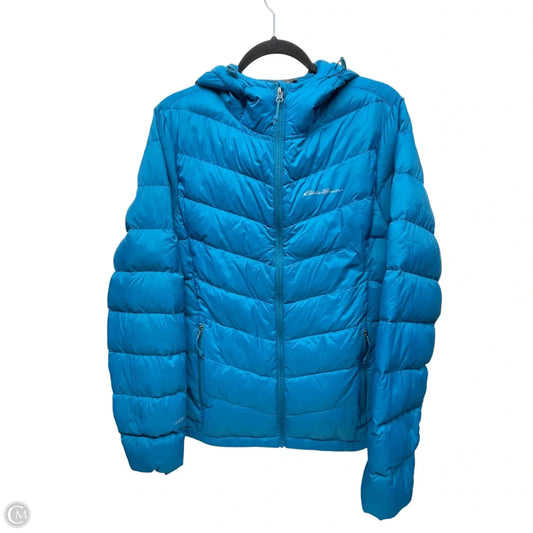 Jacket Puffer & Quilted By Eddie Bauer In Blue, Size: L