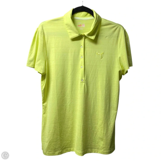 Athletic Top Short Sleeve By Puma In Yellow, Size: L