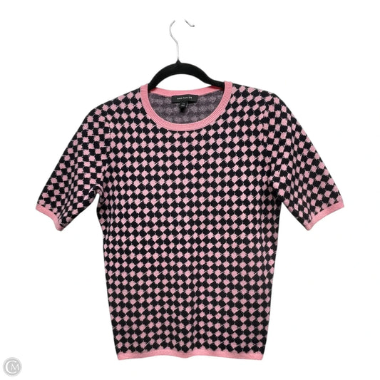 Sweater Short Sleeve By Ann Taylor In Black & Pink, Size: Xxs
