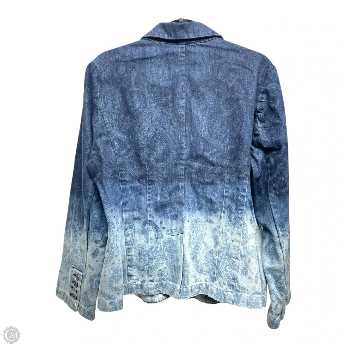 Blazer By Chicos In Blue Denim, Size: L