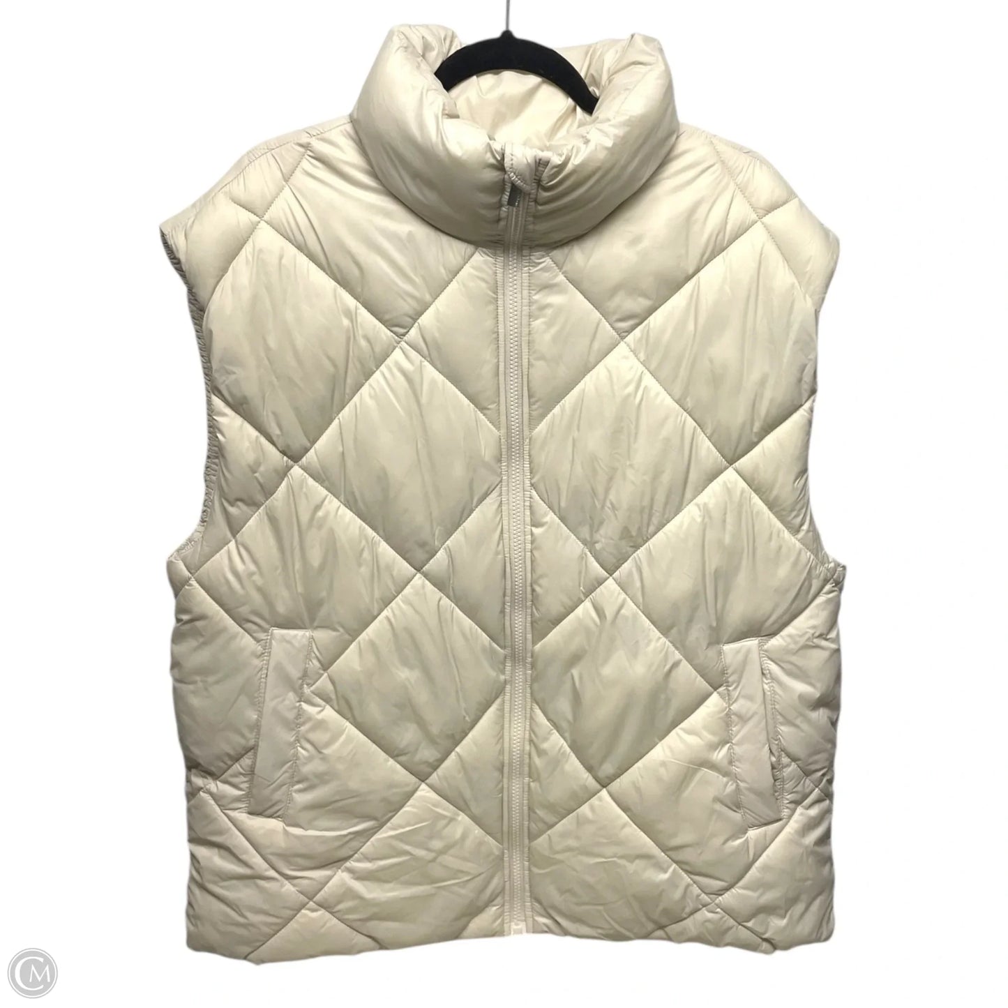 Vest Puffer & Quilted By Calvin Klein In Ivory, Size: M