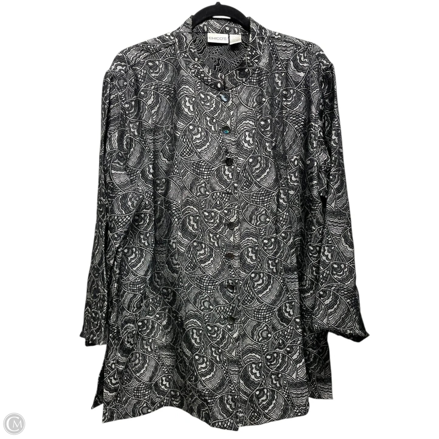 Blazer By Chicos In Black & White, Size: Xl