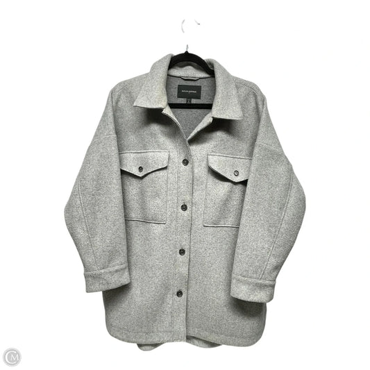 Jacket Shirt By Banana Republic In Grey, Size: L