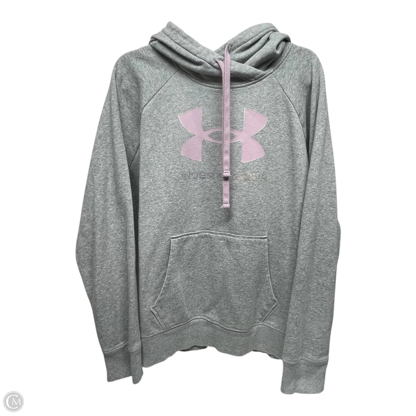 Athletic Sweatshirt Hoodie By Under Armour In Grey & Pink, Size: Xxl
