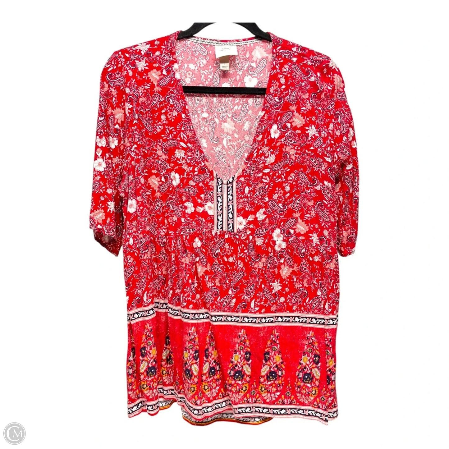 Top Short Sleeve By Knox Rose In Paisley Print, Size: L