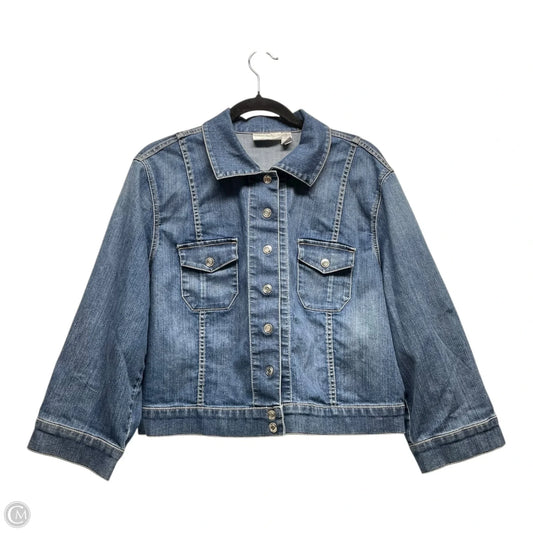 Jacket Denim By Chicos In Blue Denim, Size: Xl
