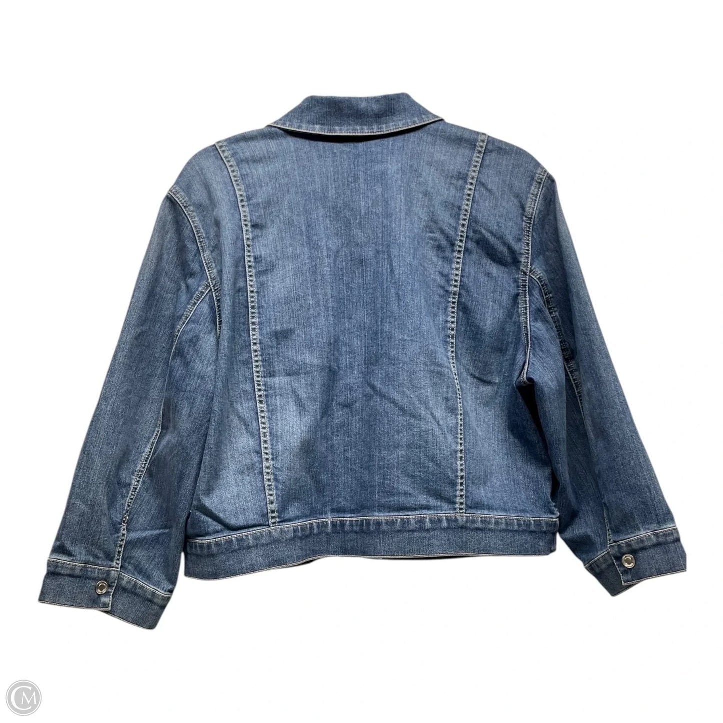 Jacket Denim By Chicos In Blue Denim, Size: Xl