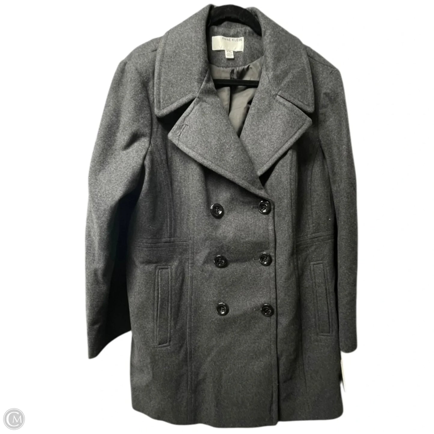 Coat Peacoat By Anne Klein In Grey, Size: 2x