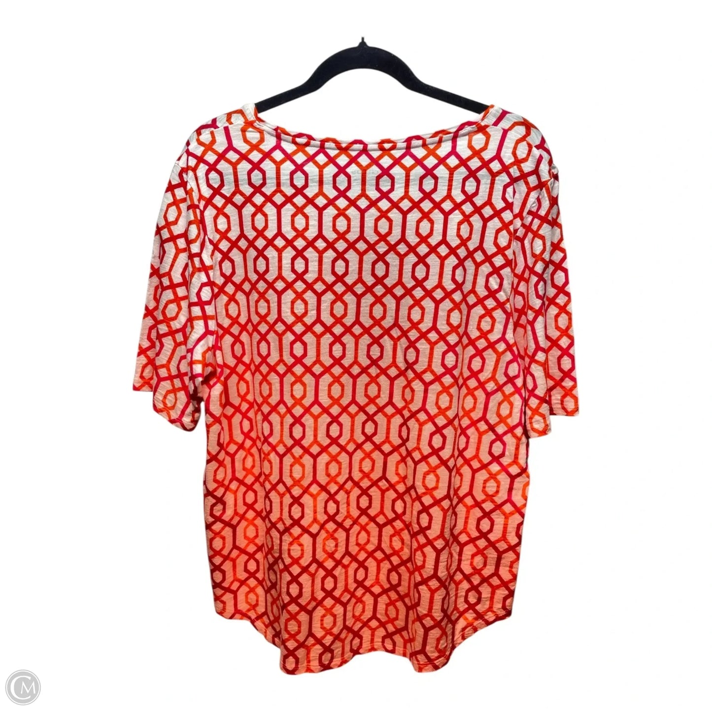 Top Short Sleeve By Chicos In Orange & Red, Size: Xl