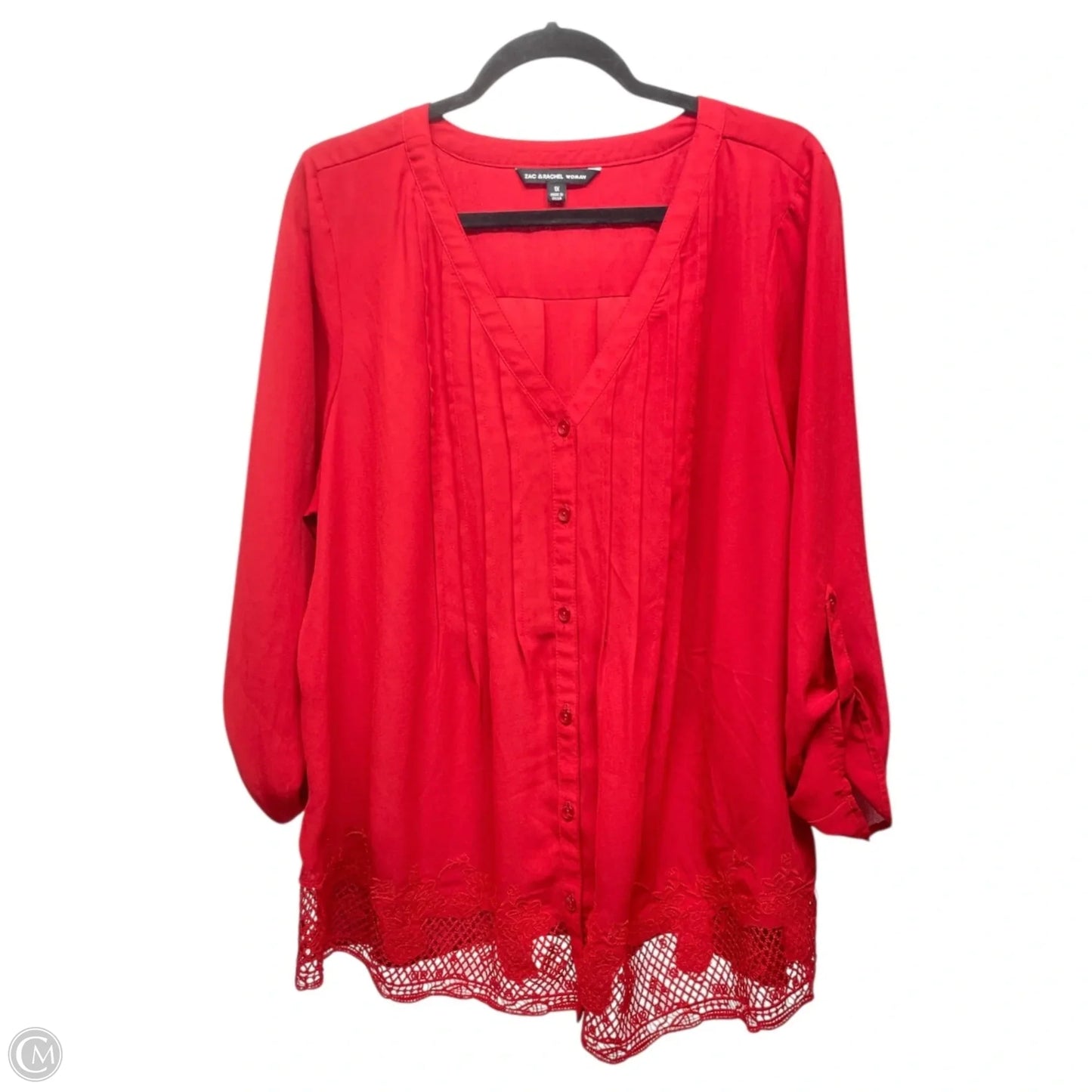 Top Long Sleeve By Zac And Rachel In Red, Size: 1x