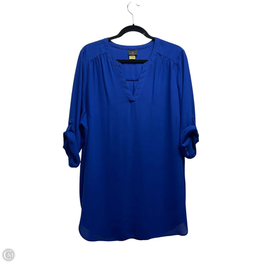 Blouse Long Sleeve By Worthington In Blue, Size: 2x
