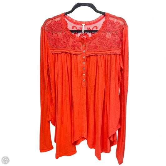 Top Long Sleeve By Free People In Coral, Size: Sp