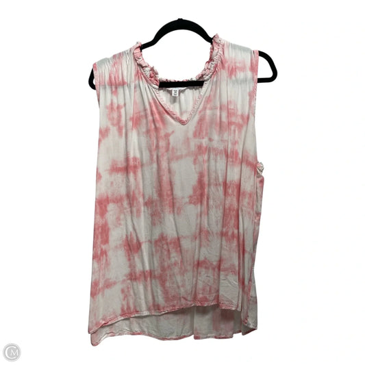 Top Sleeveless By Time And Tru In Red & White, Size: 3x