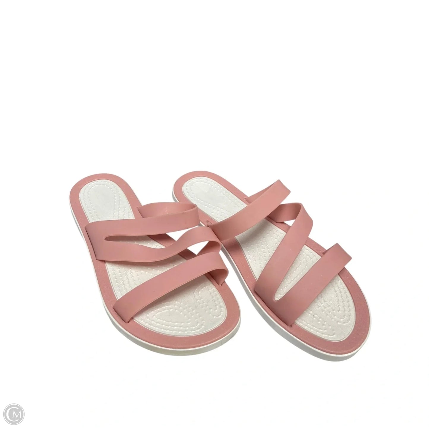 Sandals Flats By Clothes Mentor In Pink & White, Size: 10.5