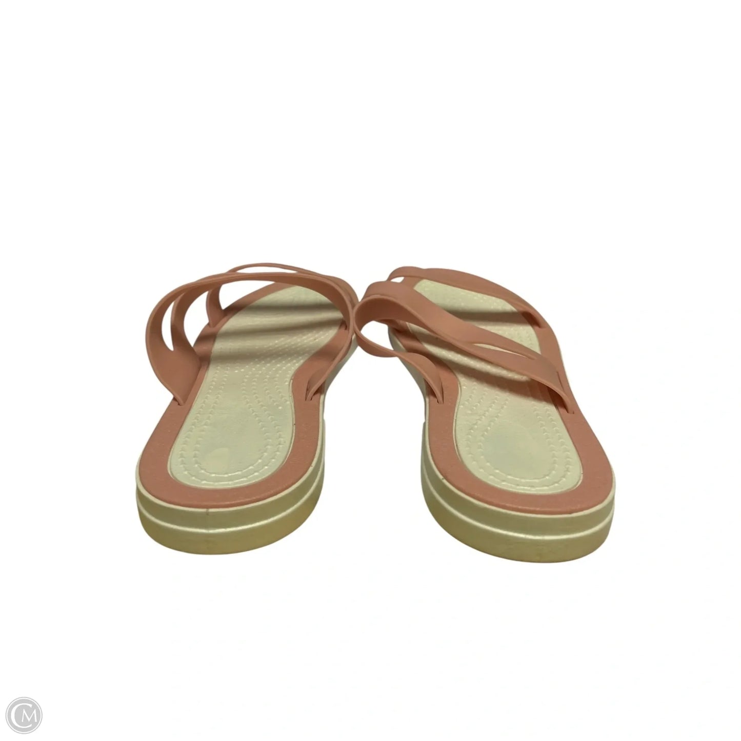 Sandals Flats By Clothes Mentor In Pink & White, Size: 10.5