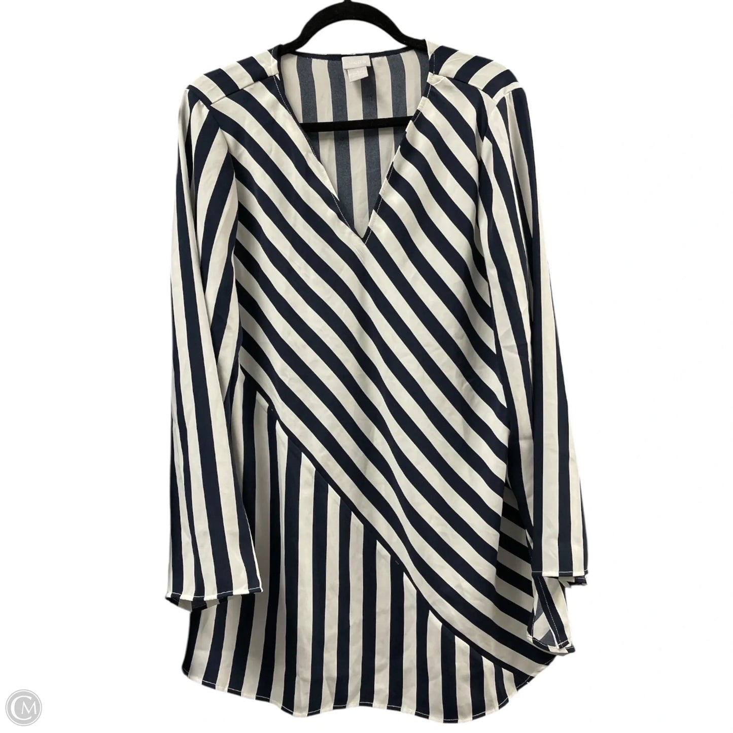 Top Long Sleeve By Chicos In Striped Pattern, Size: 2x