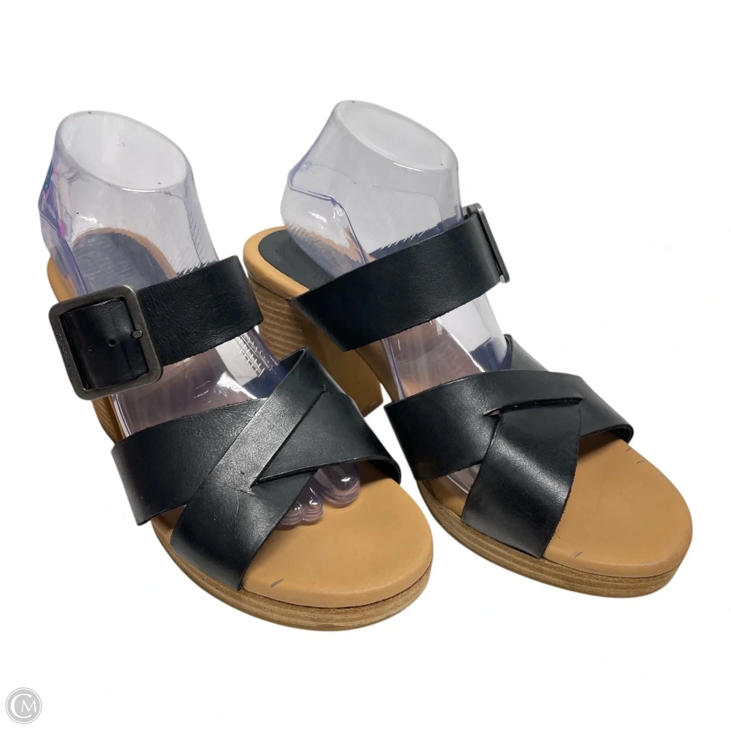 Sandals Heels Block By Kork Ease In Black & Tan, Size: 10