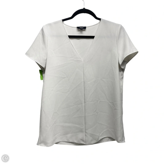 Blouse Short Sleeve By Theory In Ivory, Size: S