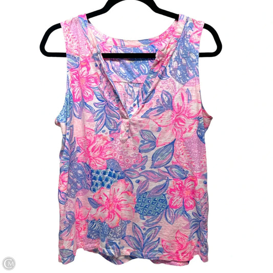 Top Sleeveless Designer By Lilly Pulitzer In Floral Print, Size: L
