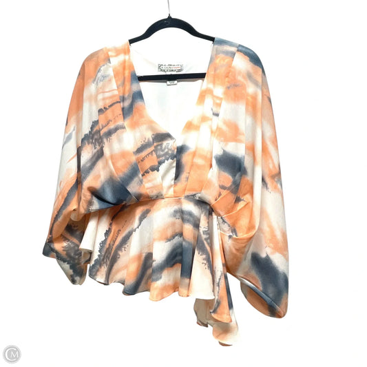 Blouse Long Sleeve By Flying Tomato In Blue & Orange, Size: M