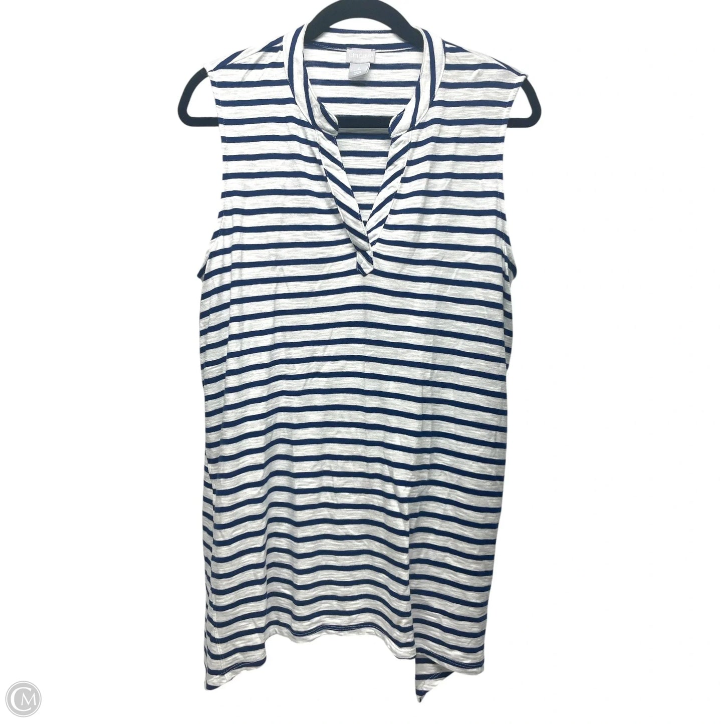 Tunic Sleeveless By Chicos In Striped Pattern, Size: L