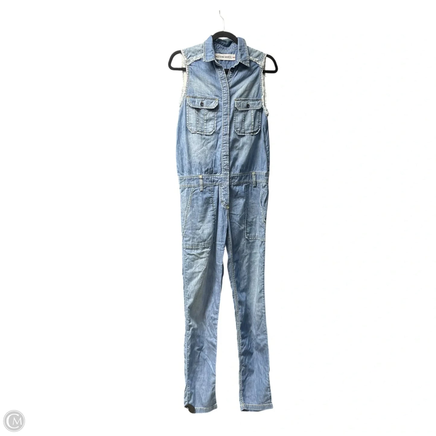 Jumpsuit By Etienne Aigner In Blue Denim, Size: Xs