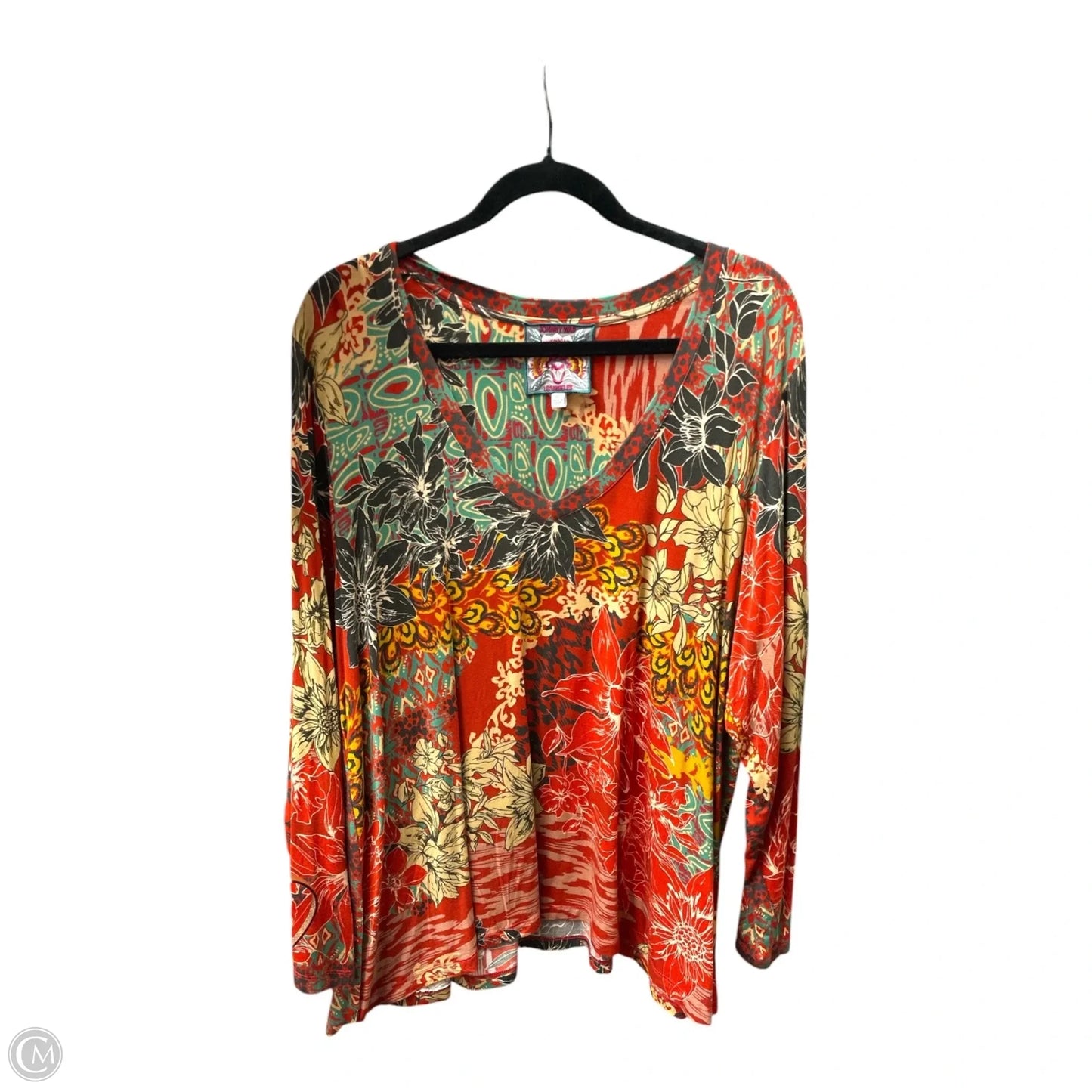 Top Long Sleeve Designer By Johnny Was In Floral Print, Size: Xxl