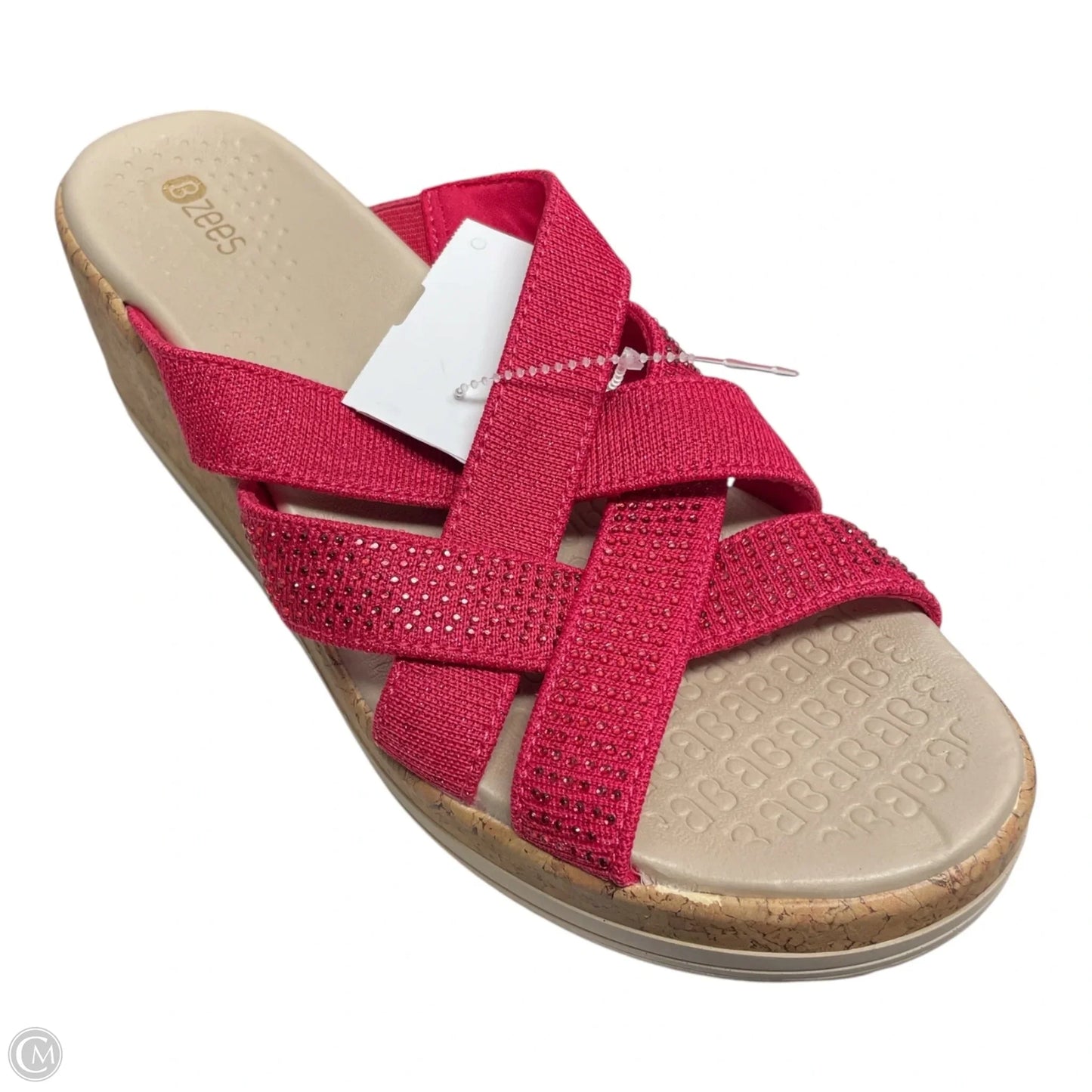 Sandals Heels Wedge By Bzees In Pink & Tan, Size: 8