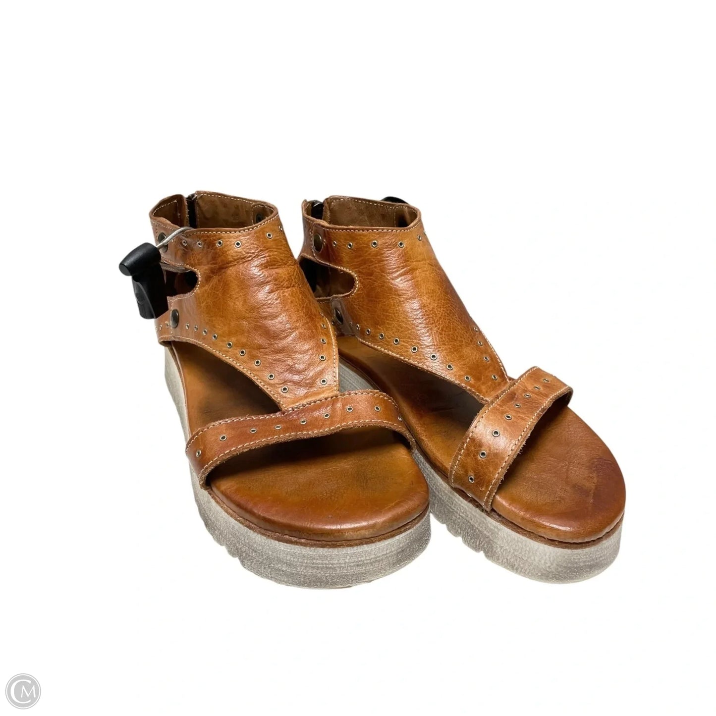 Sandals Heels Platform By Bed Stu In Brown & Cream, Size: 9.5