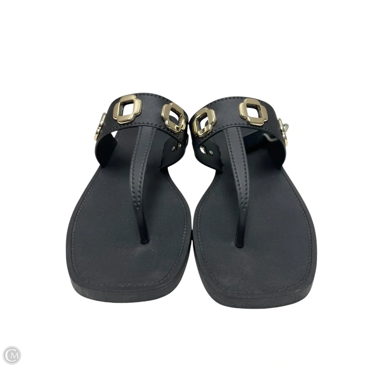Sandals Flats By LARROUDE In Black & Gold, Size: 7