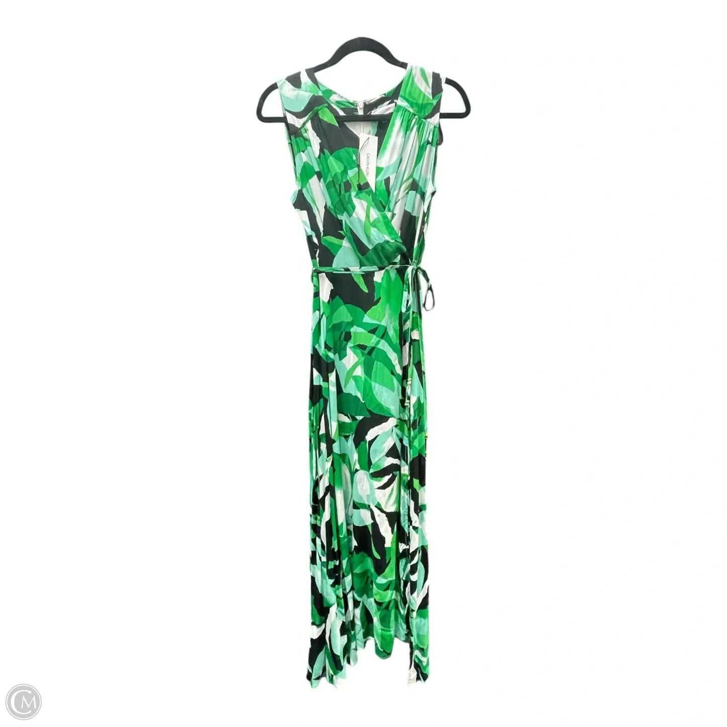 Dress Casual Maxi By Calvin Klein In Black & Green, Size: 8