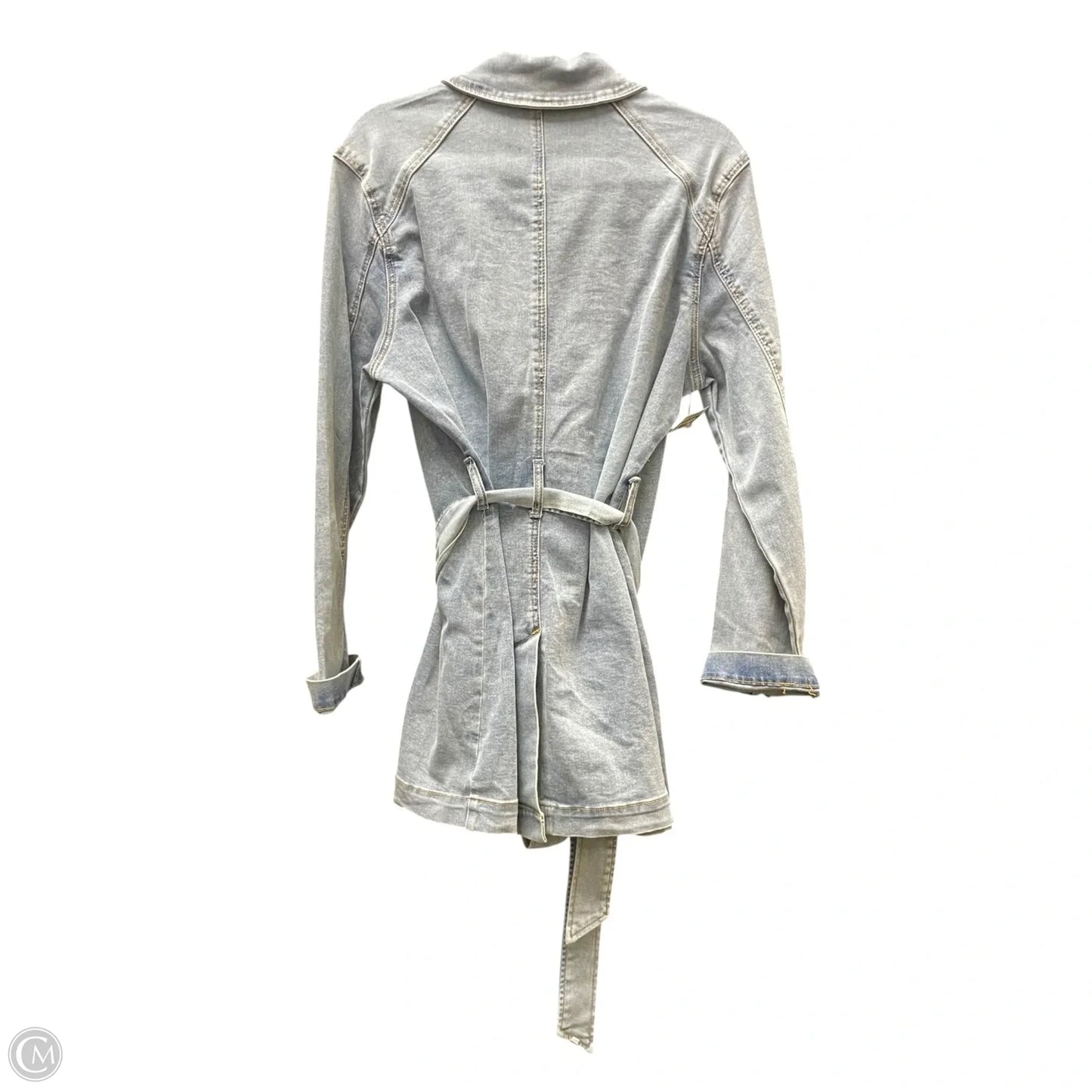 Coat Trench Coat By Dg2 In Blue Denim, Size: L