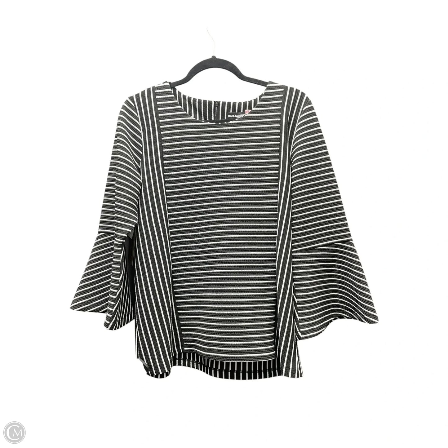 Top Long Sleeve Designer By Karl Lagerfeld In Striped Pattern, Size: L