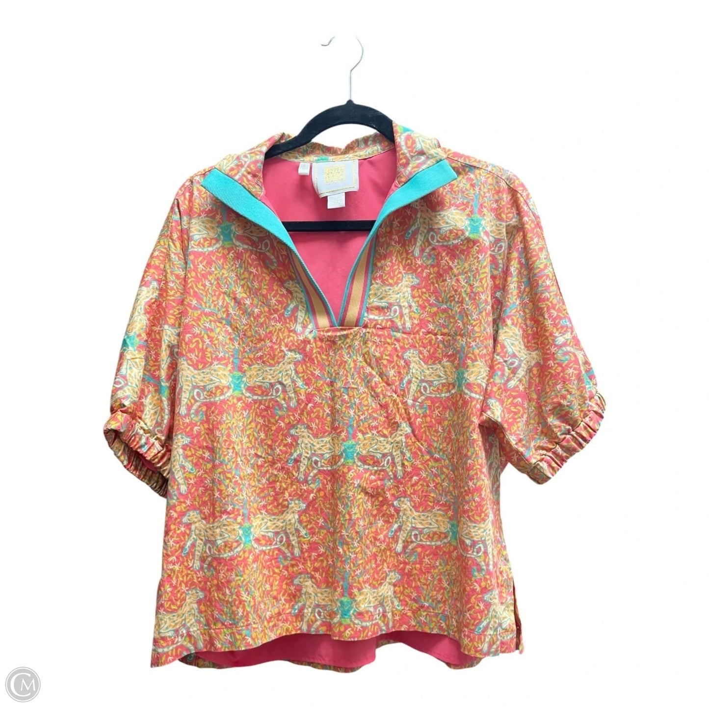 Top Short Sleeve By EMILY MCCARTHY In Animal Print, Size: M