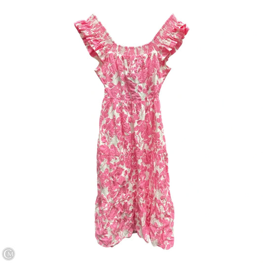 Dress Casual Midi By English Factory In Pink & White, Size: S