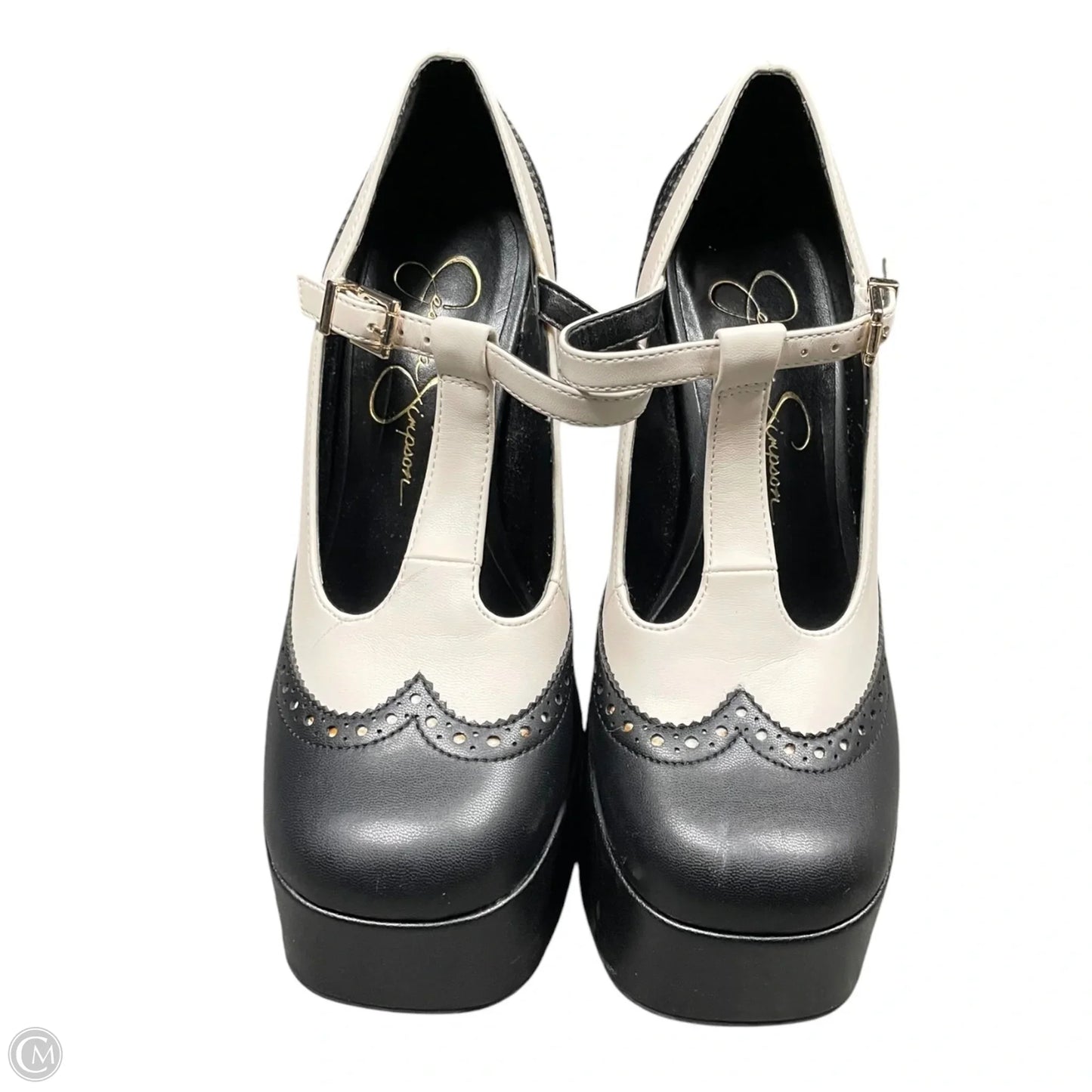 Shoes Heels Platform By Jessica Simpson In Black & White, Size: 5.5