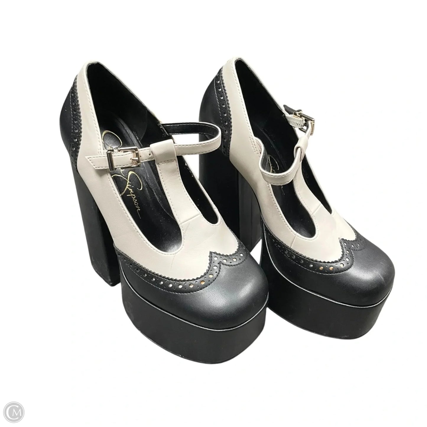 Shoes Heels Platform By Jessica Simpson In Black & White, Size: 5.5