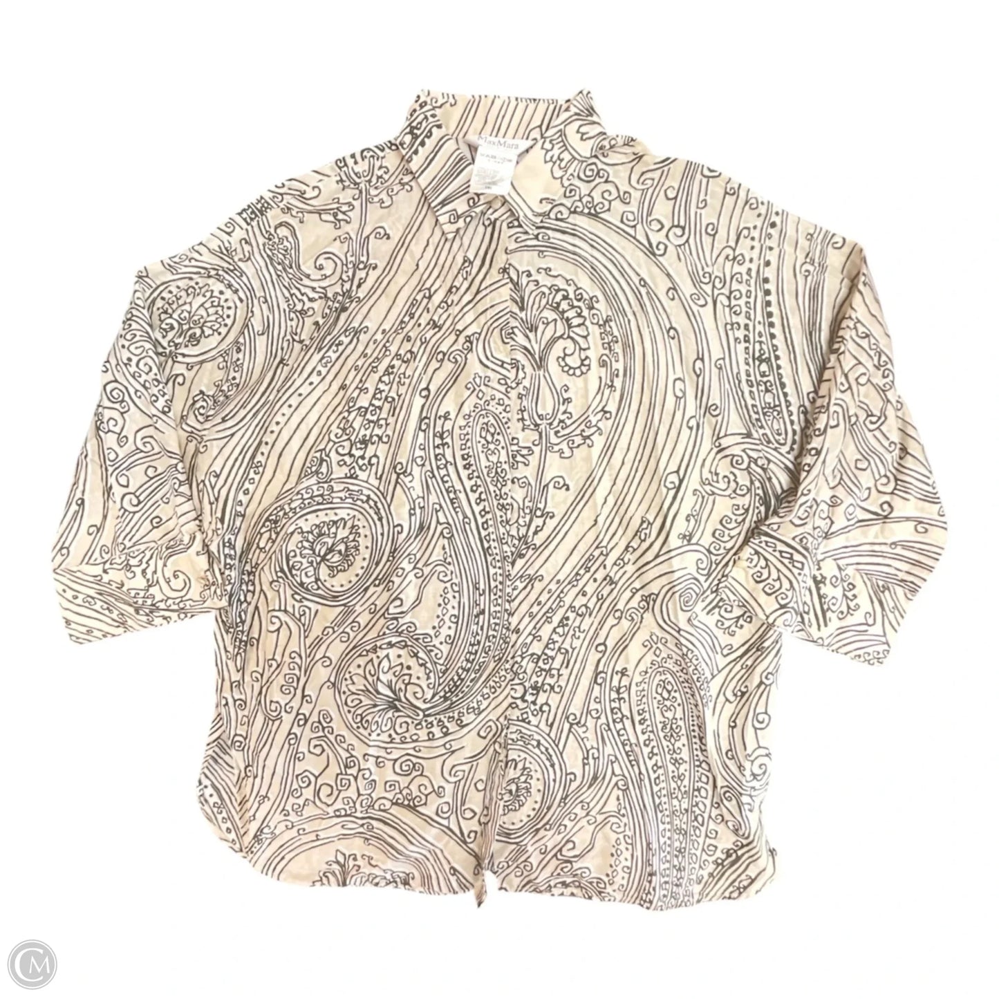 Top 3/4 Sleeve Designer By Max Mara In Black & Tan, Size: L